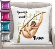 Personalised Sloth Pillow Magic Sequin Mermaid Cushion Cover 5 Colours