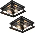 Farmhouse Flush Mount Ceiling Light Fixture Set of 2, Kitchen Light Fixture Ceil