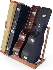 verovita Guitar Case Rack, Folding Black Walnut Wood Guitar Case Stand for Multiple Guitars Space-Saving for Home, Studio