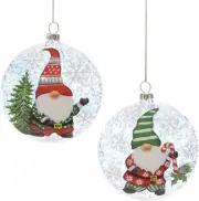 Melrose 12ct White and Red Gnome Christmas Ball Ornaments 4.75"