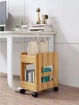 Rolling Storage Cart on Wheels, 2-Tier Wooden Book Cart Rolling Organizer, Utility Organizer, Multi-Functional Movable Trolley Bookshelf