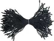 100 Pcs Black Polyester String for Hang Tags, 8" (20cm) Snap Lock Ties for Labels, Security Tags & Gift Tag Fasteners