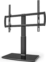 [Hemudu] Universal TV Stand/Base Tabletop TV Stand with Wall Mount for 32 to 70 inch 4 Level Height Adjustable, Heavy Duty Tempered Glass Base, Holds up to 45kgs Screens, HT03B-002P…