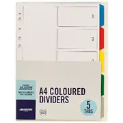 J.Burrows A4 5 Tab Dividers Polypropylene