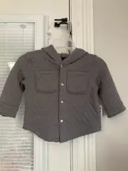NWT Old Navy Button Up Gray Jacket With Hood Size 3-6 Months