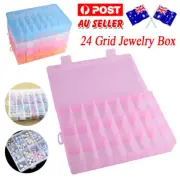 24 Grids Jewelry Storage Box Holder Ring Earring Necklaces Case Organizer Adjust