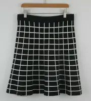 NWT- $99 Ann Taylor Cotton Blend Black White Lg Check A-Line Skirt Size S #904