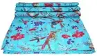 Farida design kantha quilt turquois color Pure Cotton Kantha Quilt 90 X 108 in