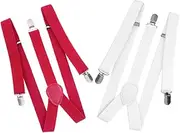 [CATIEBYE] 2 Pcs Heavy Duty y Clip Suspenders for Men's and Women's for Office School and Home