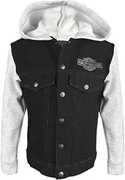 [HARLEY-DAVIDSON] Little Boys' B&S Logo Denim Fleece Jacket - Black/Gray