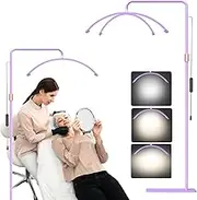 Lash Light for Eyelash Tech 23in Large Half Moon Lamp 3200-5600k Floor Lash Lamp with Phone Holder Esthetician Ring Light for Tattoo Artists, Nail Tech - Adjustable Brightness & Height