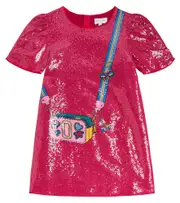 [Marc Jacobs Kids] Marc Jacobs Kids Printed sequined dress Y 10 pink