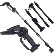 Mini Chainsaw Cordless,6 Inch Electric Chain Saw with 2 Batteries 21V Small Chain Saw Battery Powered Set with Detachable Telescopic Pole for High Tree Branches, Courtyard and Garden, 2000mAh 1.3m