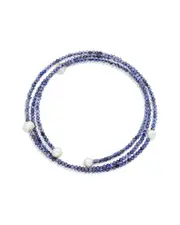 Savvy Cie 3-Row Tanzanite & 5-6mm Pearl Wrap Bracelet