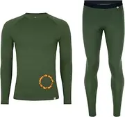 [DANISH ENDURANCE] Merino Men's Thermal Underwear, Premium Ski Underwear, Functional Underwear Set, Warm & Breathable, Merino Underwear Men, Green, 3X-Large