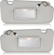Left & Right Sun Visor for Nissan Murano 2009-2014 with Light, Driver & Passenger Side Grey SunVisor Replacement 96401-1AA1B 96400-1AA1B, Stretchable Design