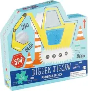 Floss & Rock Construction Digger Shaped Jigsaw Puzzle with Shaped Box
