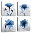 Wall Decorations For Living Room Decor - 4 Panel Elegant Tulip Flower Canvas ...