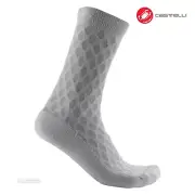 Castelli SFIDA 13 Wool Womens Cycling Socks : SILVER GREY/WHITE - One Pair