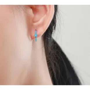 【925 STARS】純銀925經典復古綠松石造型耳扣(純銀925耳扣 綠松石耳扣)