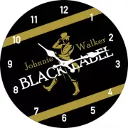 30 CM JOHNNY WALKER GLASS WALL CLOCK COLLECTABLE MAN CAVE GARAGE SHED HOME DECOR