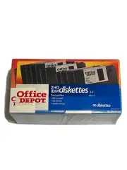 New Office Depot 3 1/2" HD PC Formatted Diskettes 50 Pack Factory Sealed Box