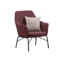 在飛比找momo購物網優惠-【BODEN】麥希亞紫紅色布沙發單人座椅/一人座沙發椅(贈抱