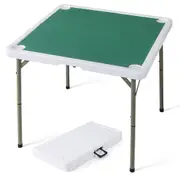 Costway 90cm Folding Mahjong Table 4 Player Game Card Table w/Cup Holders & Smooth Felt Mat Family Party Picnic Green