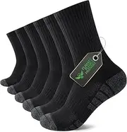 [FALARY] Men's Women's Sports Socks 6 Pairs Tennis Socks Breathable Cotton Hiking Socks Running Socks Thermal Winter Socks Tennis Socks Men's Socks Trekking Socks Padded Black White