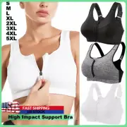 Women's Zipper Front Closure Sports Bra Racerback Yoga Bra with Removable Pads