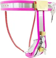 Fineim BDSM chastity belt for men stainless steel bondage chastity belt bondage penis cage chastity cage SM bondage games chastity sex toys for men(Rosa,60cm-70cm)
