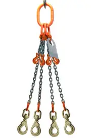 Chain Sling 5/8 x 6' Quad Leg Swivel Positive Lock Hooks Adjusters Grade 80