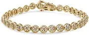 [Original Classics] 925 Sterling Silver 1/10 Cttw Diamond Open Circle Wheel Link 7" Tennis Bracelet (I-J Color, I2-I3 Clarity) - Choice of Metal Color