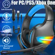 Pro Gaming Headset Mic 7.1 Surround Sound RGB USB Headphone for PS/Xbox ONE/PC