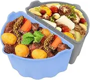 HoneTeek Crock Pot Liners, Silicone Slow Cooker Liners for 6 7 8 Quart, Crock Pot Divider for Oval or Round Small Crock Pot Slow Cookers, Reusable Pot Liners BPA-Free Dishwasher Safe (Gray Blue)