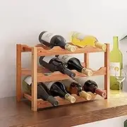 Wine Rack for 12 Bottles Solid Wood Walnut,Walnut Wood Wine Holder 3Tier Wine Shelf for 12 Bottles with Wavy Bar Design