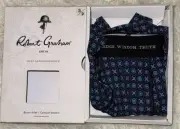 NEW Robert Graham Boxer Brief Small Blue Cotton/Modal Spandex NWT