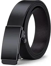 [Huztencor] Belt Men, Ratchet Belt Dress with 1 3/8" Genuine Leather Hidden Tail, Jeans Belt with Easier Slide Buckle