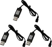 tunghey 3Pack USB Charging Cable Battery Charger Cable for Ni-Cd Ni-MH Rechargeable Batteries Pack SM-2 Pin Plug Adapter 4.8V Output Used on RC Toys Car Tank Trucks Trains Boat 1.2M