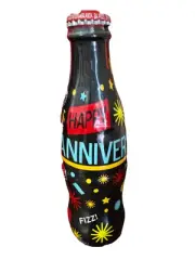 WORLD OF COCA COLA HAPPY ANNIVERSARY WRAPPED 8 OUNCE COKE BOTTLE