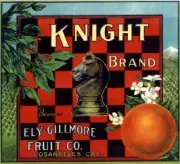 Los Angeles Chess Knight Orange Crate Label Art Print