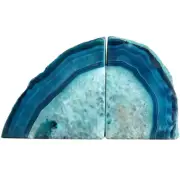 AMOYSTONE Crystal Bookends Decorative Agate Book Ends Holder Geode Bookend Heavy