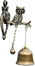BESPORTBLE Retro Owl Wind Chime Door Bell Zinc Alloy Animal Decor Bell Solid Copper Bead Home Ornament for Indoor/Outdoor Wall Mount