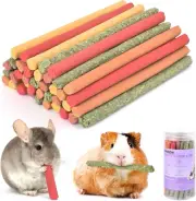 40Pcs Timothy Hay Sticks Chew Toys for Chinchillas, Bunnies, Guinea Pigs, Gerbil