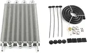 Universal 8 Row Aluminum Transmission Radiator Oil Cooling + 10 Inch 12V Car Air Conditioning Electronic Slim Fan Cool Kit(8 Row Oil Cooling)