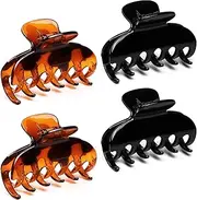 Vsiopy 3.5 Inch Strong Hold Claw Clips for Women Hair Accessories for Thick Thin Hair Nonslip Big Tortoise Clips, 2 Color Available (4 Packs)
