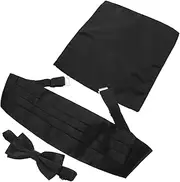[GLSTOY] 1 Set Dress Girdle Set Suit Pins for Men Buttons Cardigan Brooch Apparel Tie Clip Tie Accessories Multi Jacket Handkerchiefs Belts Tuxedo for Men Gold Links Bow Pins Tux Silk Black
