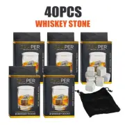 40x Cubes Whiskey Stones Ice Melts Reusable Natural Marble Chilling Scotch Rocks