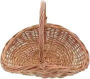 Wicker Woven Basket Gift Basket Fruit Picnic Serving Basket Handles Rattan Food Storage Basket Wedding(L 1pc)