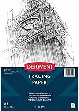 Derwent A3 90-95gsm 10 Sheets Tracing Paper Pad,White